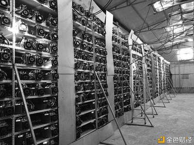 A large-scale mining farm with rows of ASIC miners