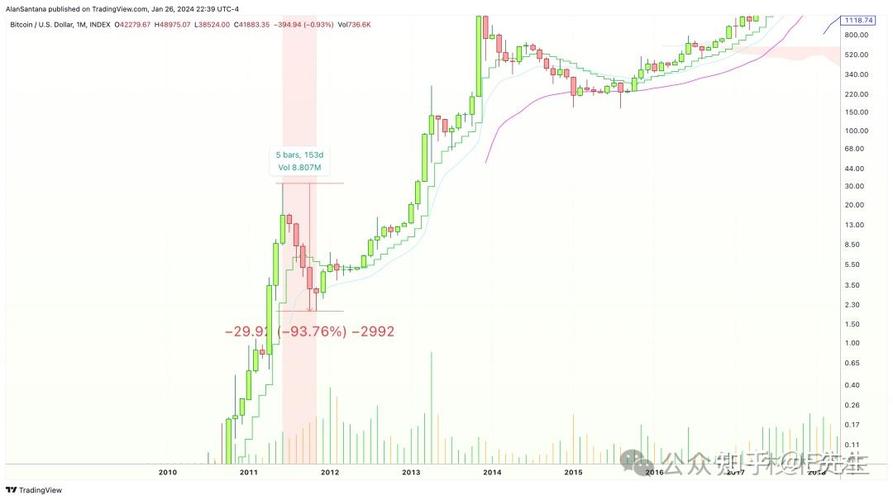 Graphical representation of Bitcoin's price volatility